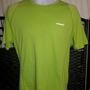 Patagonia Mens Fore Runner Short Sleeve Stretch Neon Green Men's large